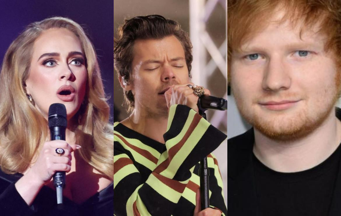 Adele, Harry Styles y Ed Sheeran. Fotos: Reuters - NA-