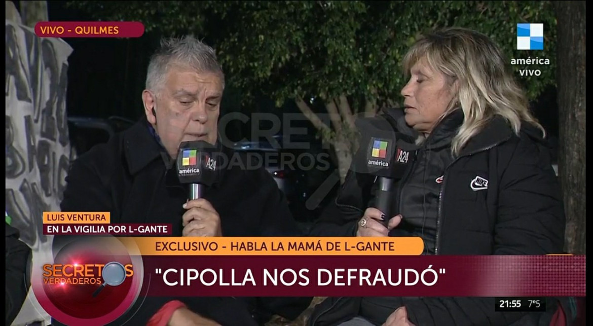 La madre de L-Gante habló sobre Cipolla. Foto: captura América TV.
