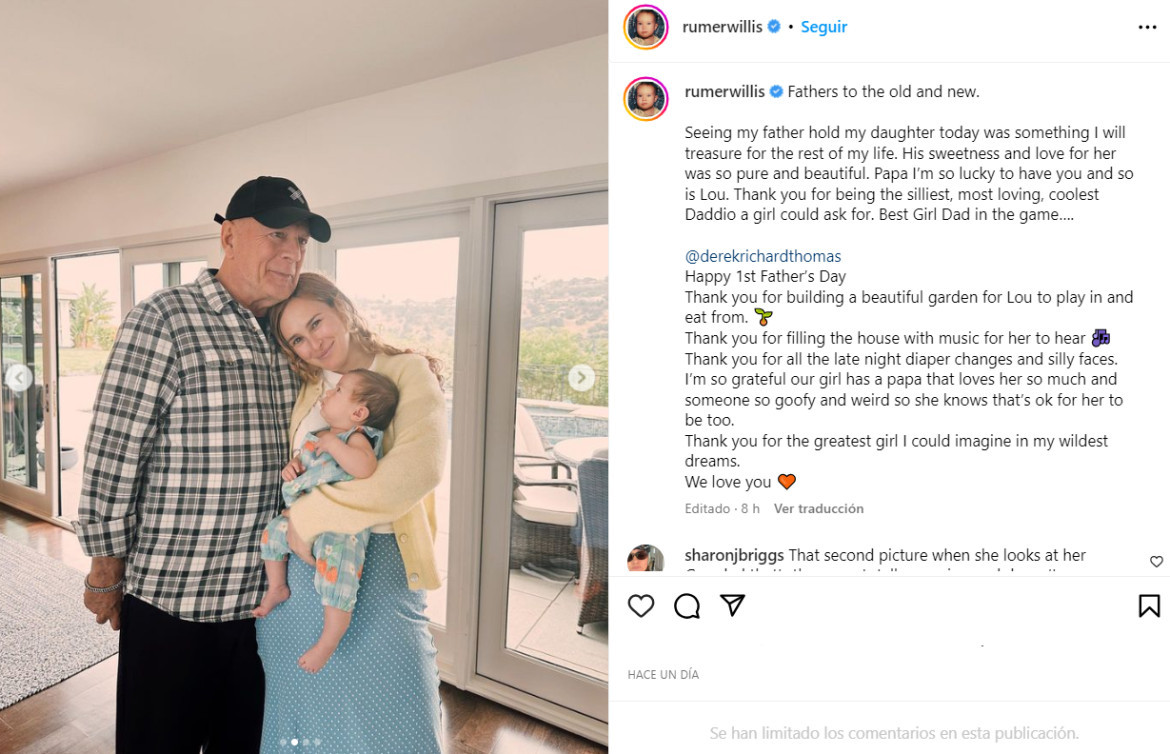 El posteo de la hija de Bruce Willis por el Día del Padre. Foto: Instagram/rumerwillis.