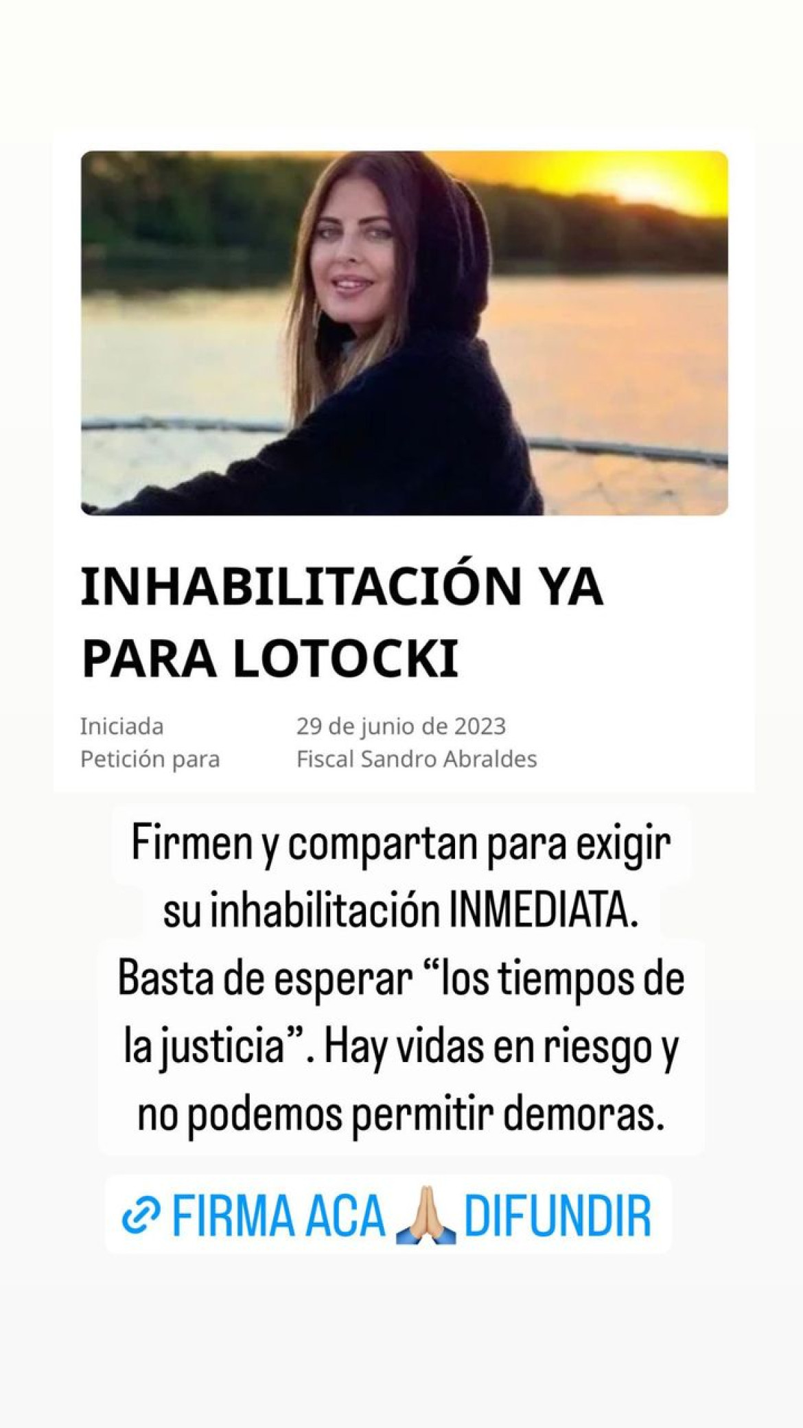 El pedido de ayuda de Ximena Capristo en la petición de Change. Foto: Instagram @ximenacapristo.