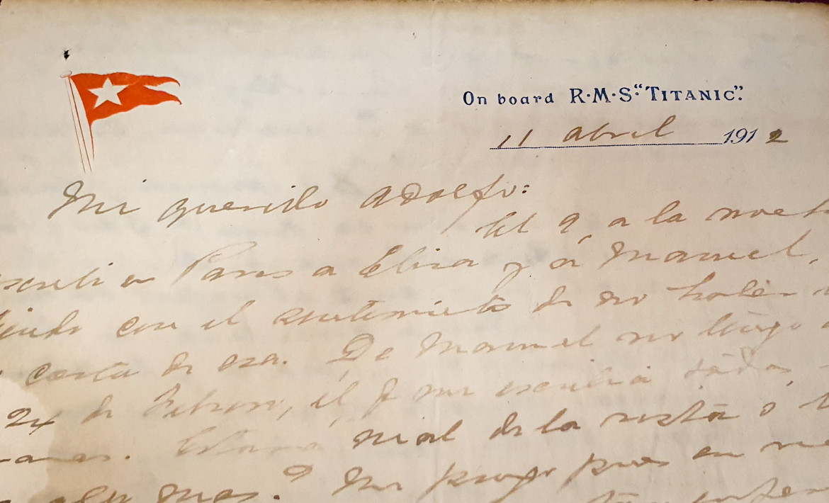 Carta enviada desde el Titanic de un pasajero uruguayo. Foto: EFE.