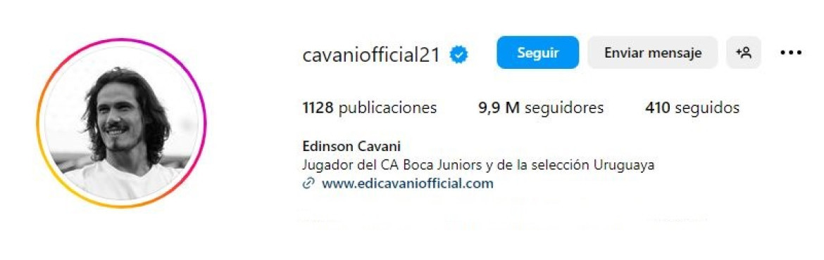 El guiño de Edinson Cavani a Boca Juniors en sus redes sociales. Foto: captura de pantalla.