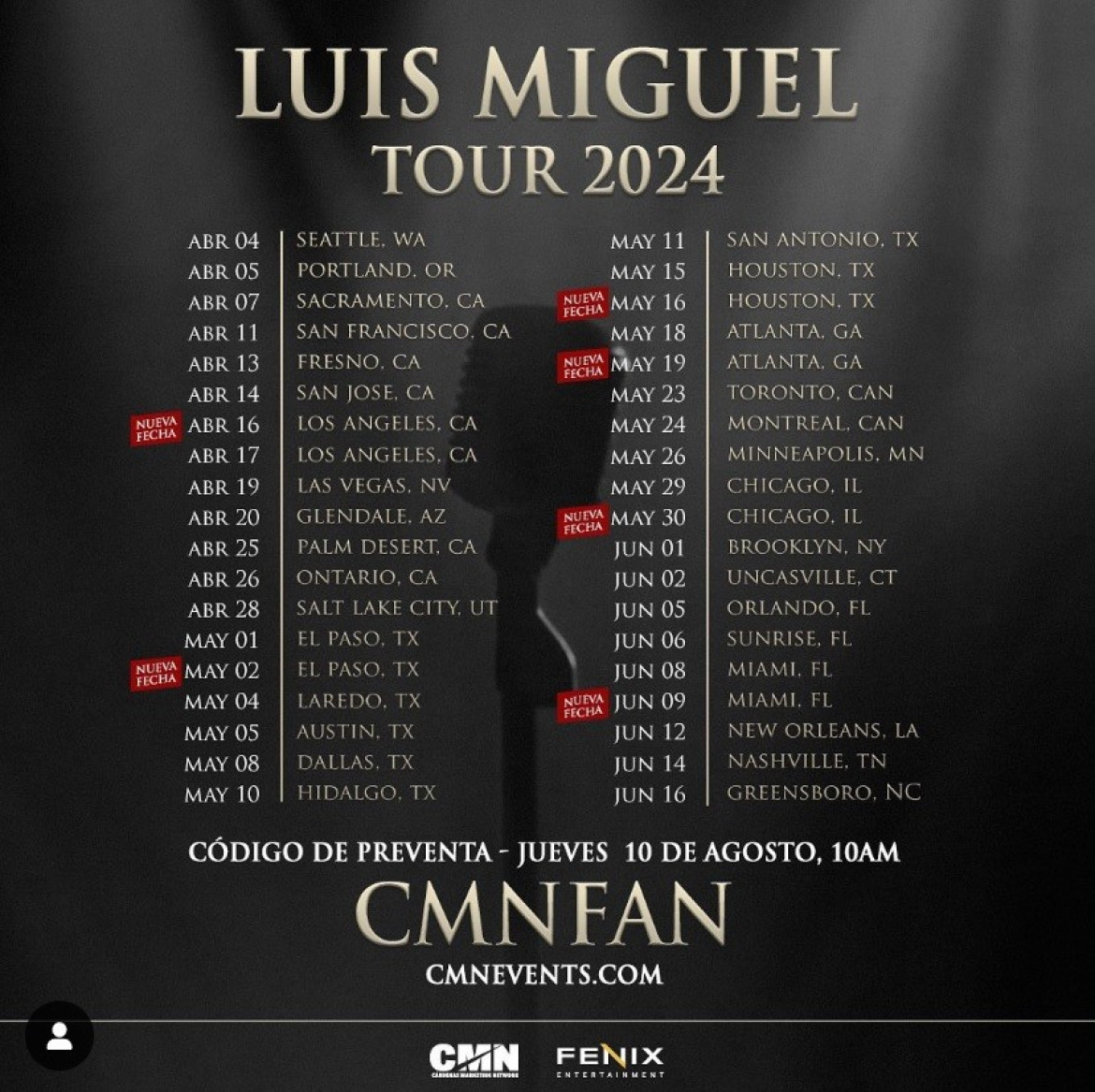 Luis Miguel Tour 2024. Foto: NA.
