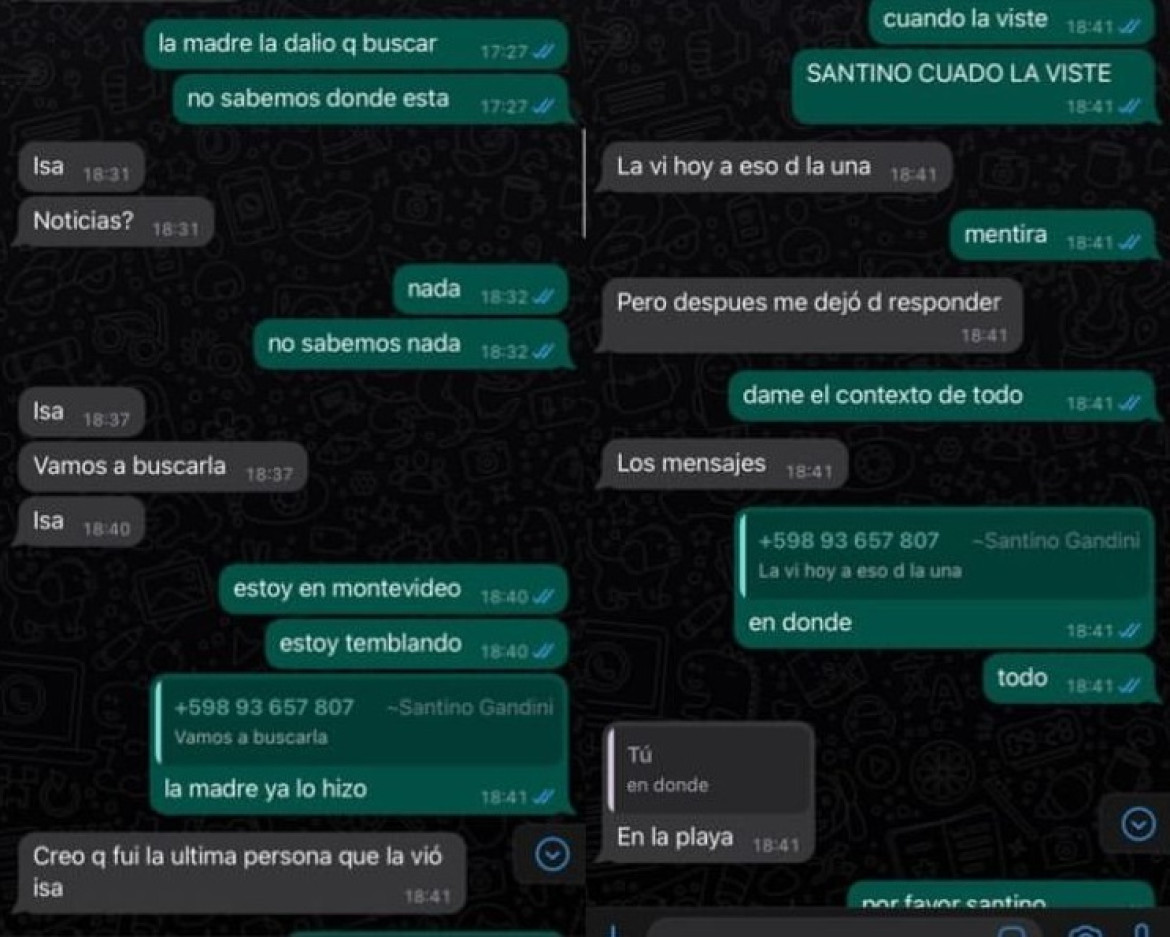 Los chats del femicida de Valentina Cancela. Foto: Twitter.
