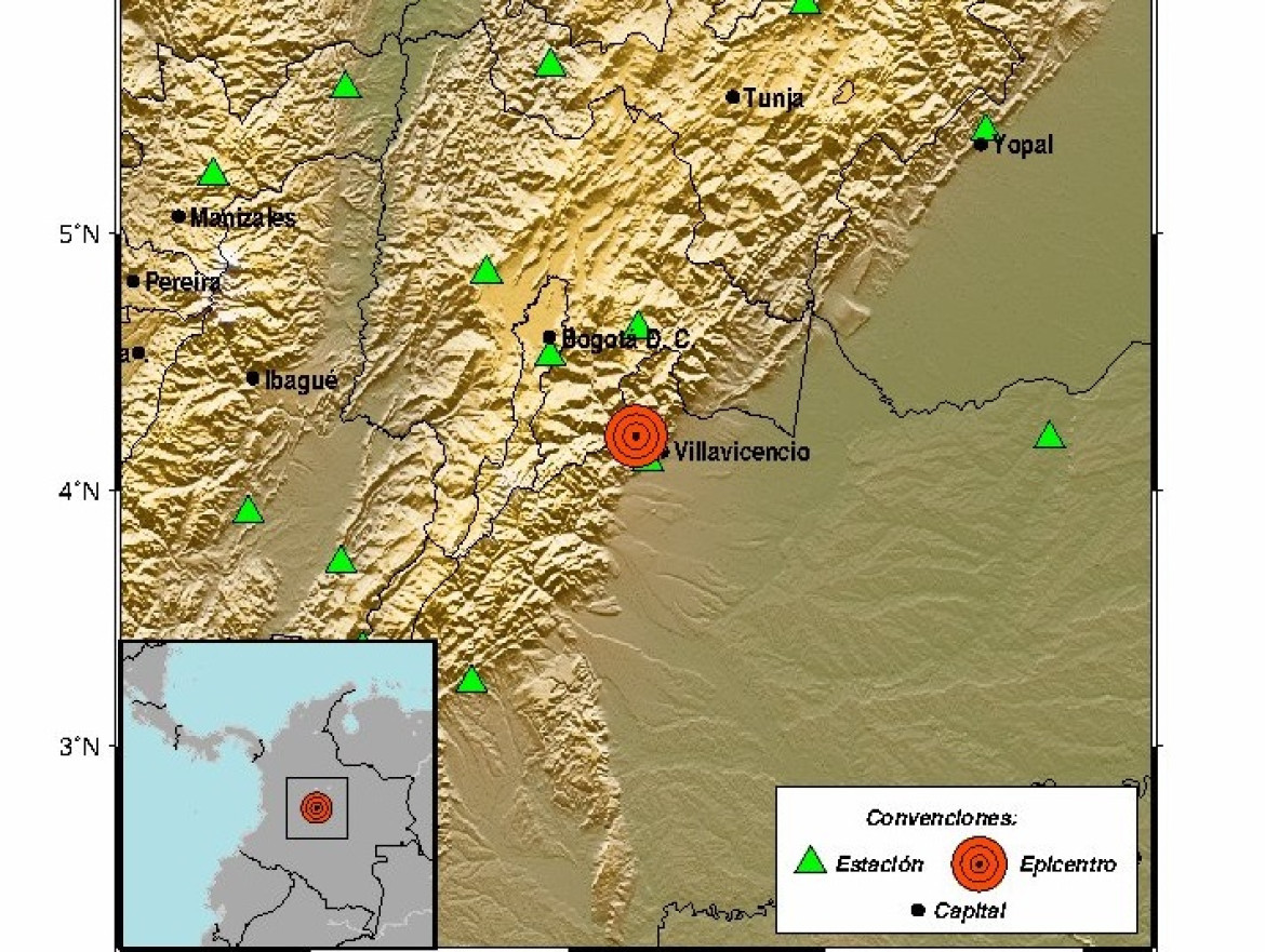 Fuerte sismo en Colombia. Foto: Servicio Geológico Colombiano.