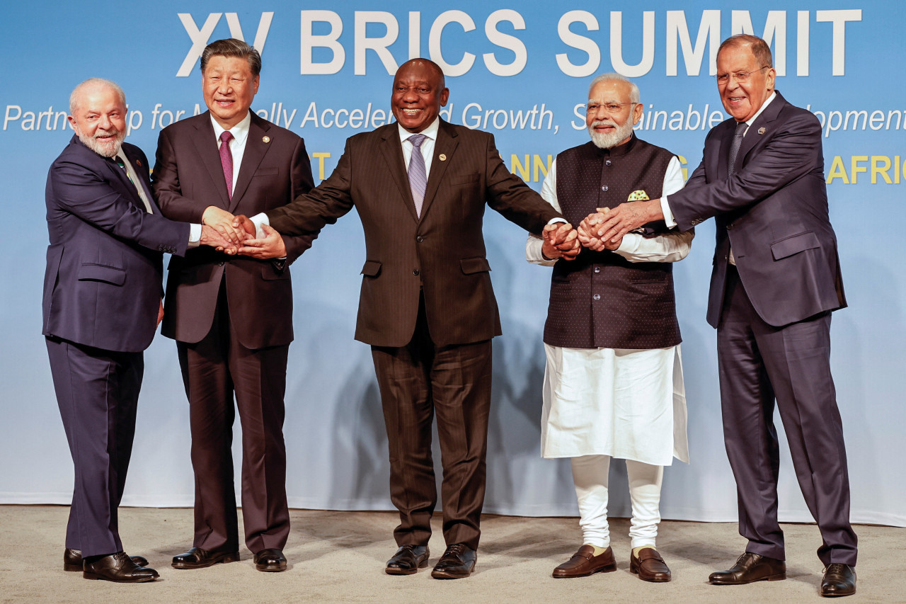 Los líderes del BRICS en la cumbre que se desarrolla en Sudáfrica. Foto: Reuters.