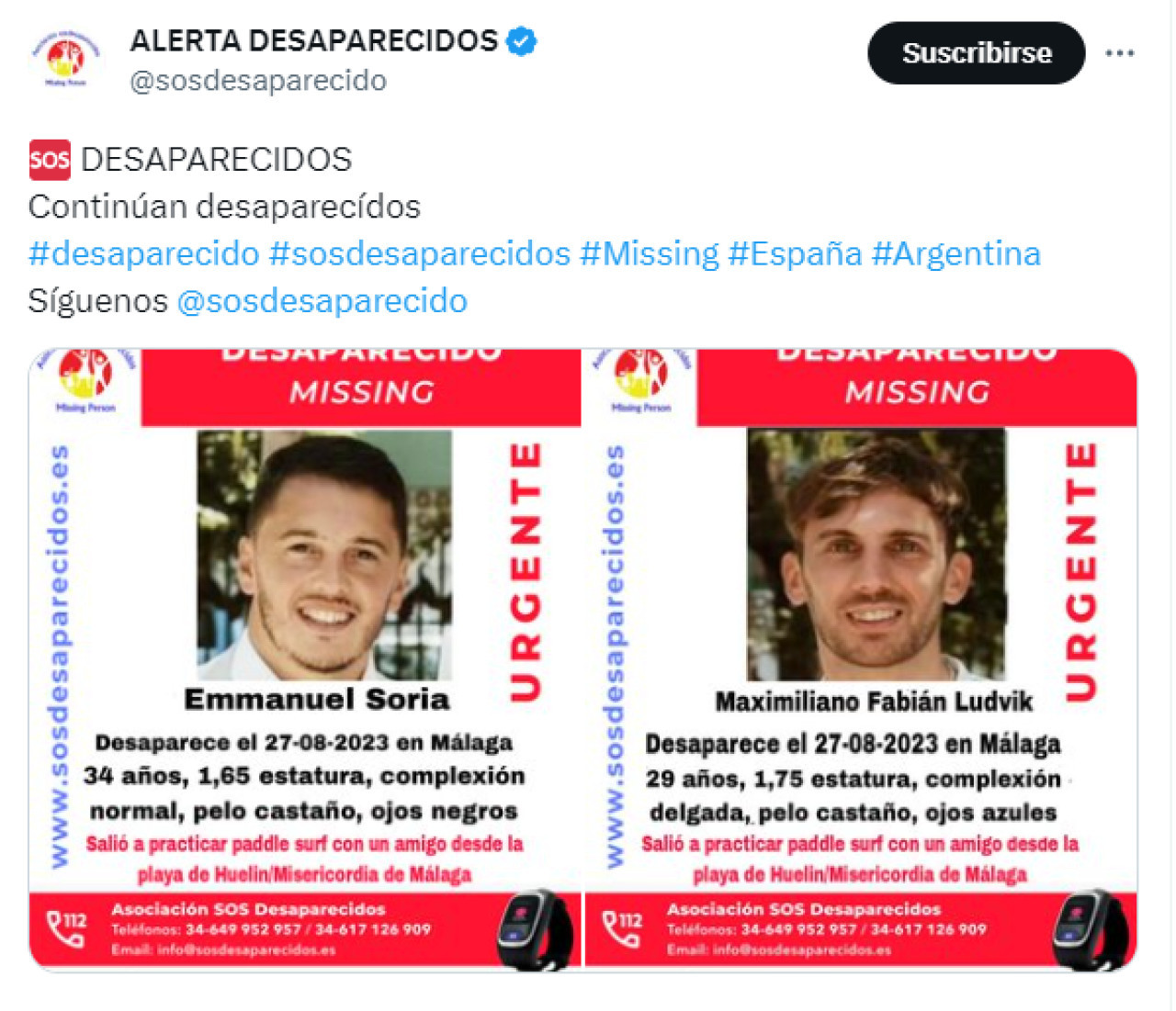 Surfistas argentinos desaparecidos en Málaga. Captura.