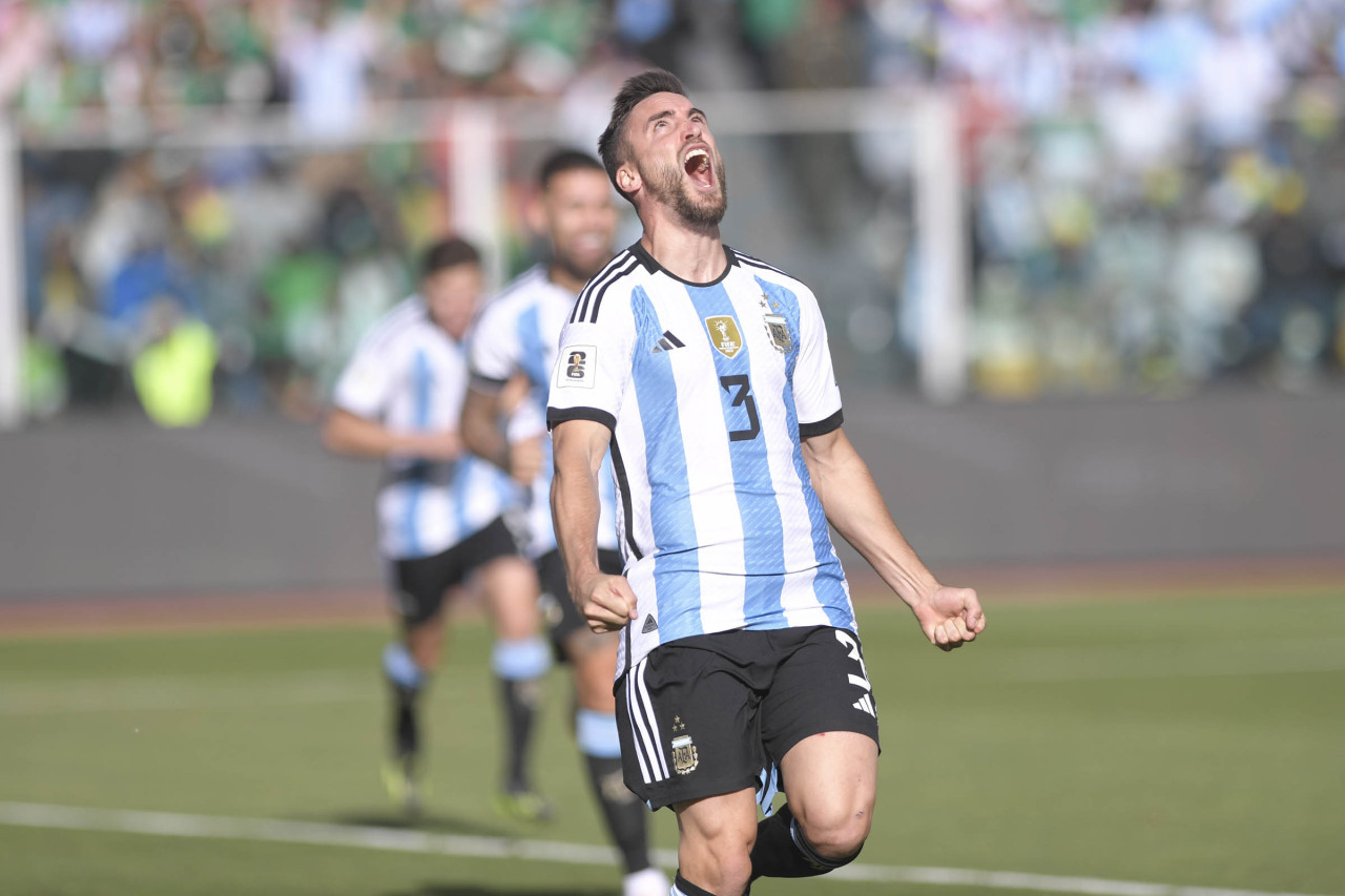 Festejo de la Selección argentina ante Bolivia por las Eliminatorias. Foto: Telam.