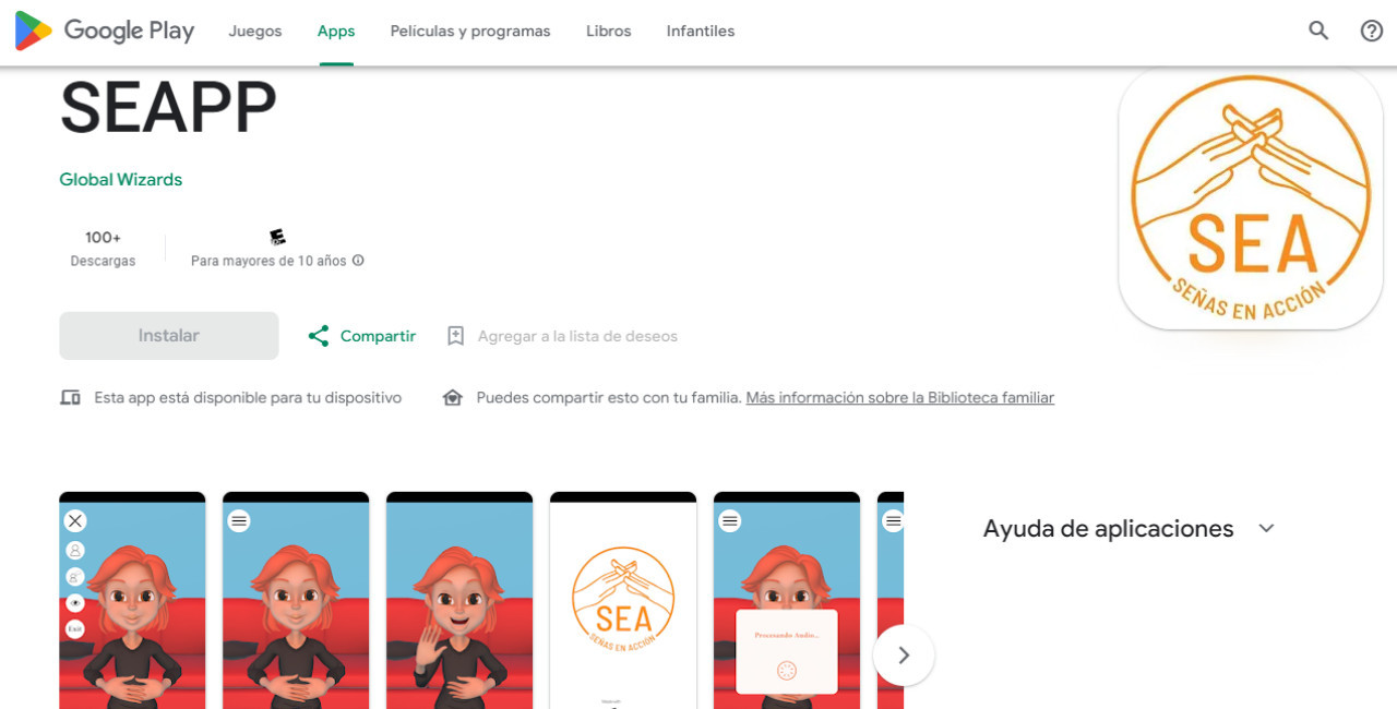 Aplicación "SEAPP", disponible en Google Play para Android. Foto: captura de pantalla.