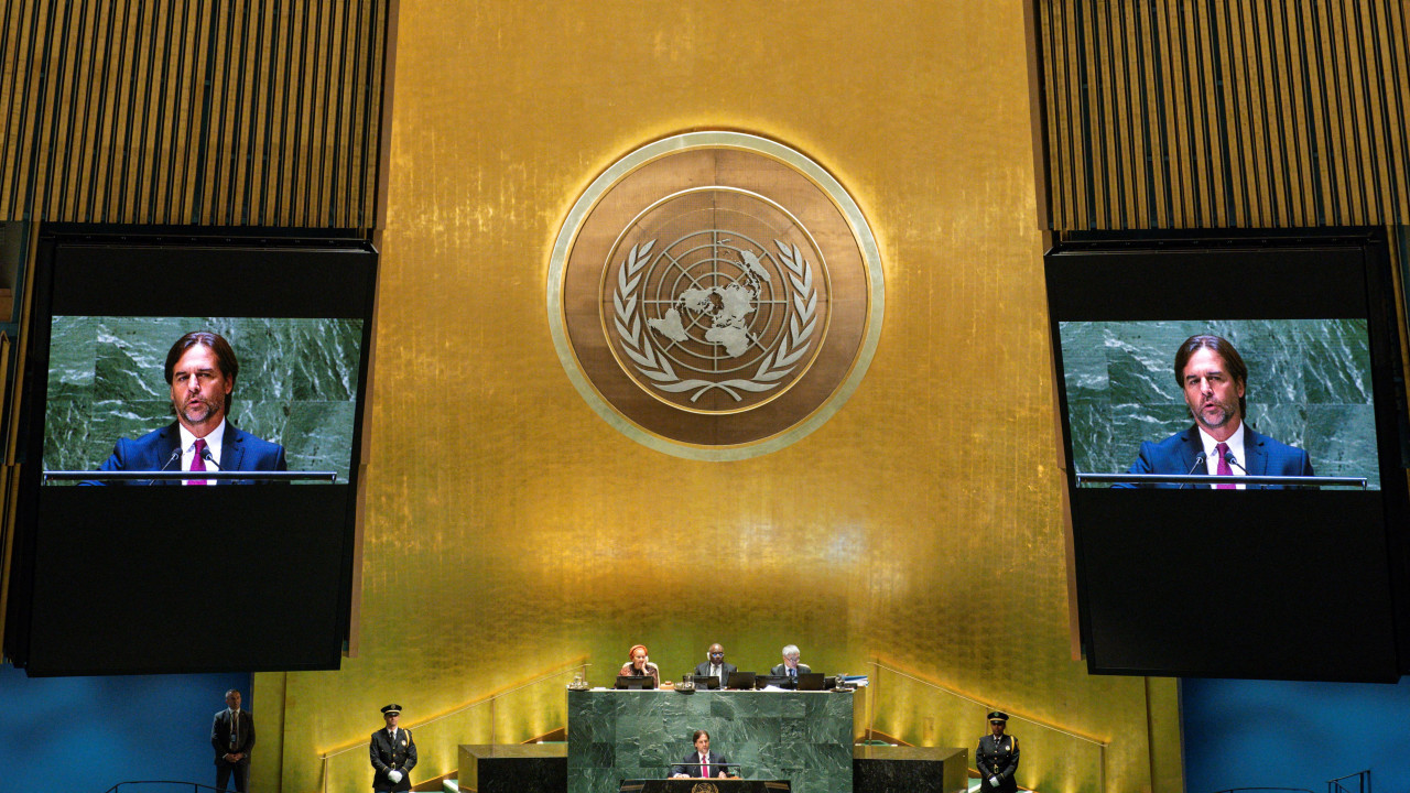 Lacalle Pou en la Asamblea General de la ONU. Foto: Reuters.