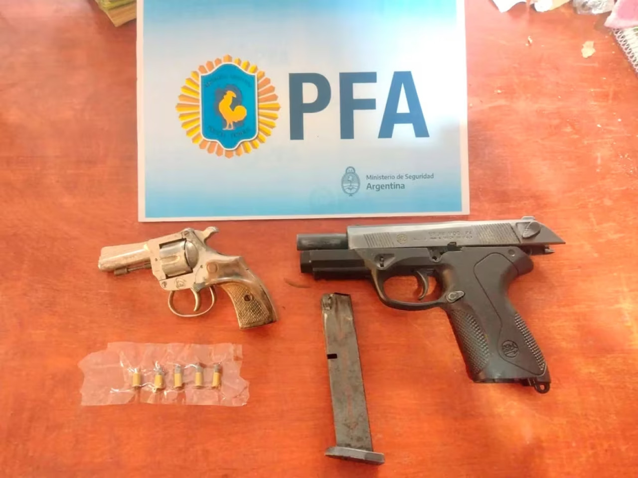 Las armas incautadas en el operativo. Foto: PFA.
