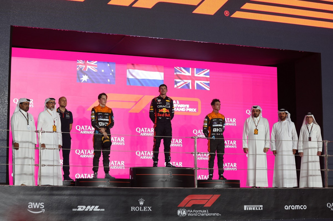 El podio del Gran Premio de Qatar. Foto: Reuters.