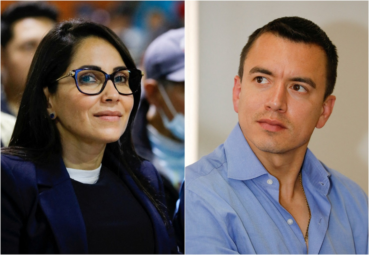 Luisa González y Daniel Noboa; Ecuador. Foto: Reuters.