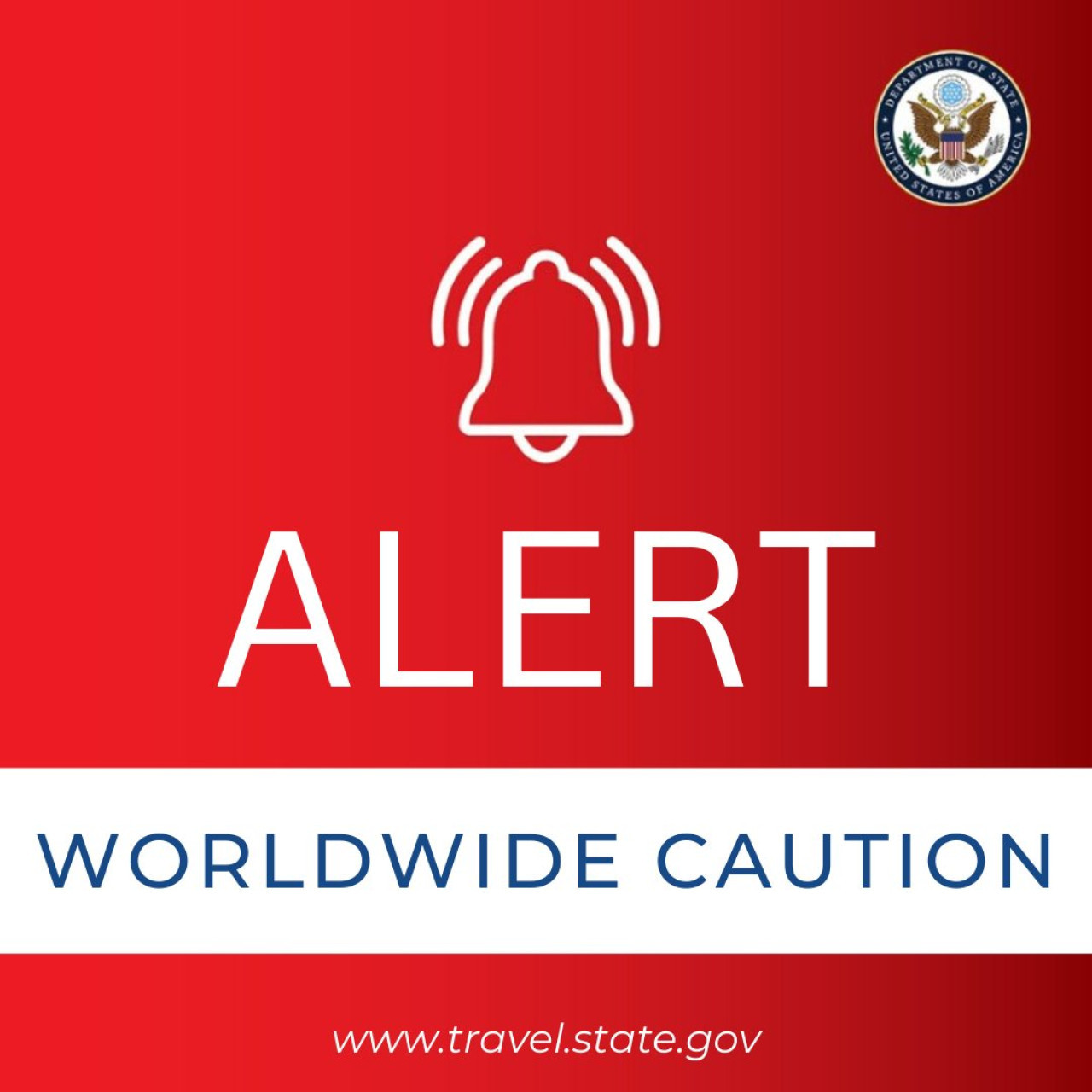 La "Alerta de Seguridad de Precaución Mundial" que emitió Estados Unidos. Foto: Departamento de Estado de EE.UU.