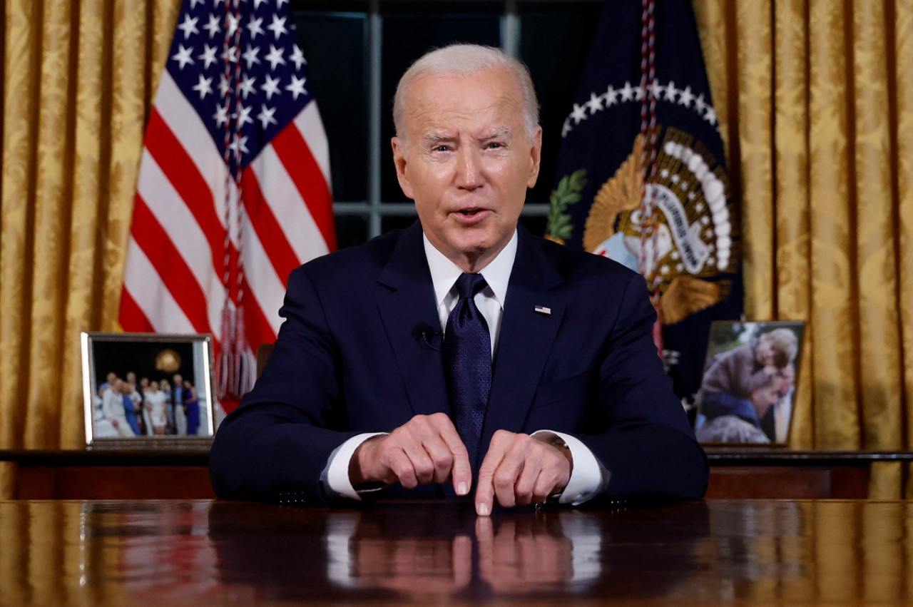 Joe Biden habló en cadena nacional sobre el conflicto entre Israel y Palestina. Foto: Reuters.