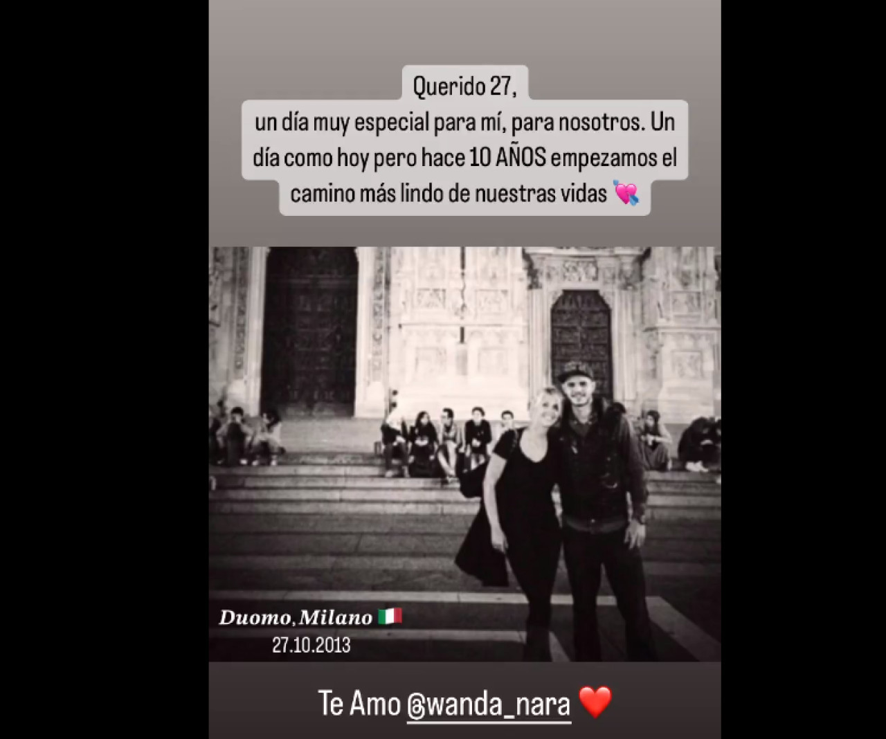 Mauro Icardi celebró su aniversario con Wanda Nara. Foto: Instagram.