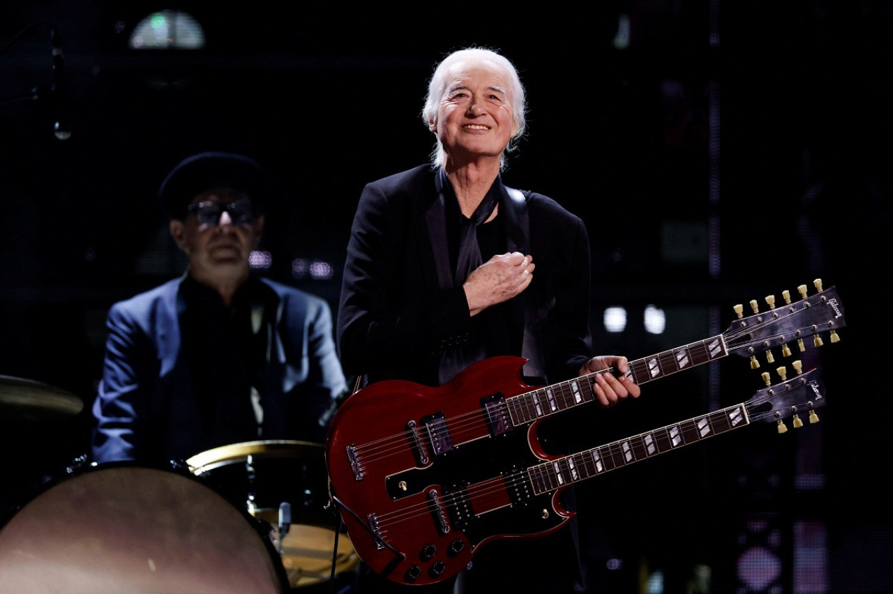 Jimmy Page en la gala 38 del Salón de la Fama del Rock & Roll. Foto: Reuters.