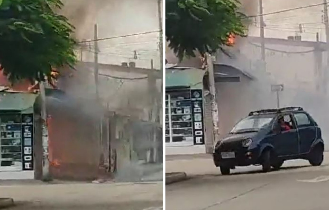 El restaurante incendiado en Guayaquil. Foto: captura de pantalla.