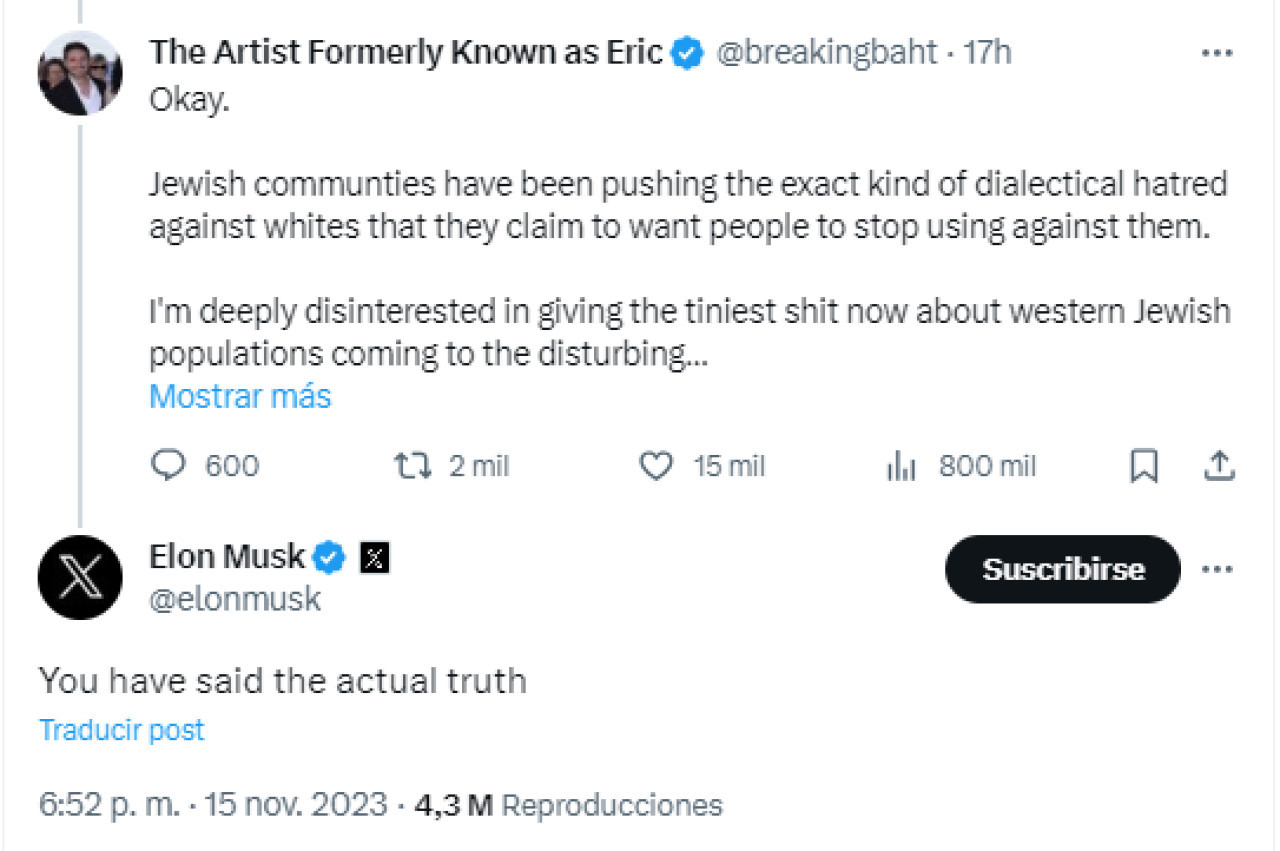El mensaje de Elon Musk. Foto: Twitter.