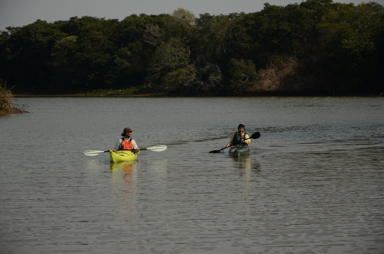 Kayaks navegando por el parque natural del río Uruguay. Foto: X @GobiernoER.