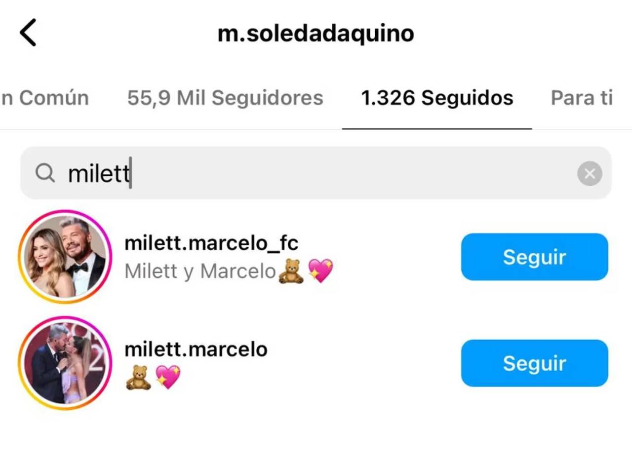 Los seguidos de Soledad Aquino. Foto: captura Instagram.