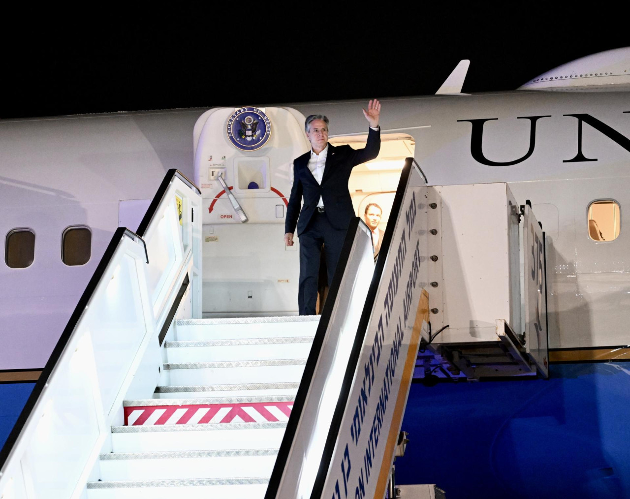 La llegada de Antony Blinken a Israel. Foto: Reuters.
