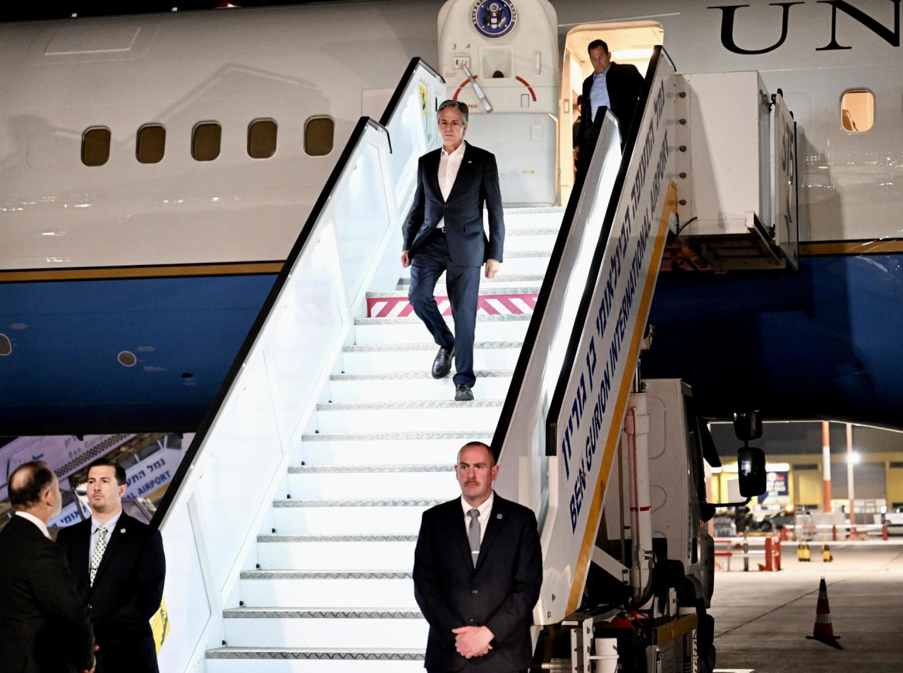 La llegada de Antony Blinken a Israel. Foto: Reuters.