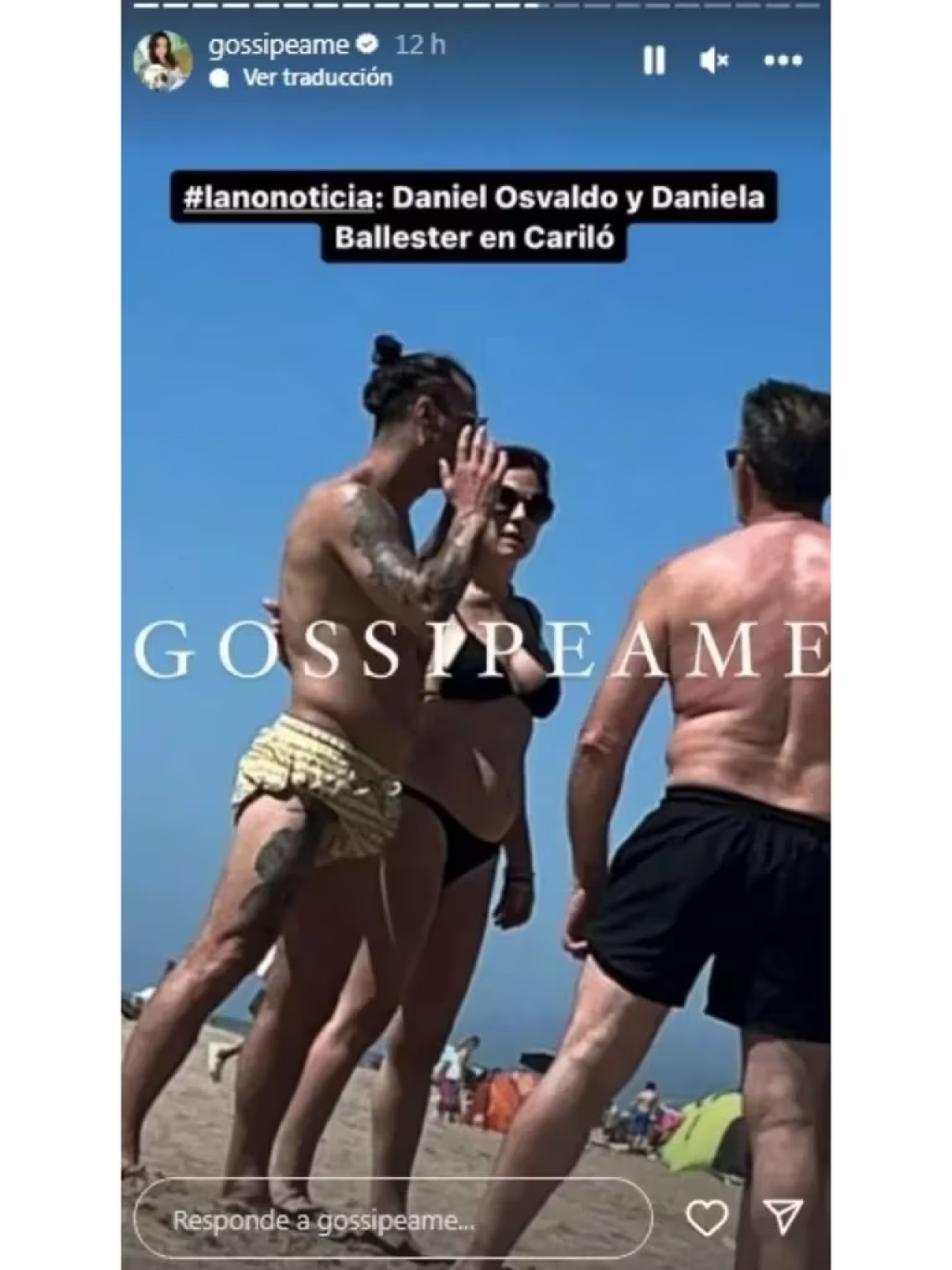 Daniel Osvaldo y Daniela Balles en las playas de Cariló. Foto: Instagram/ @gossipeame