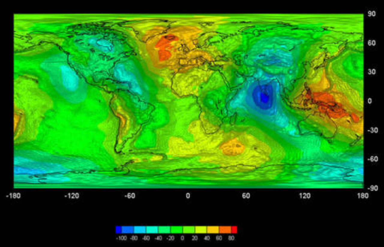 Mapa de gravedad. Foto: Agencia Espacial Europea.  (ESA)