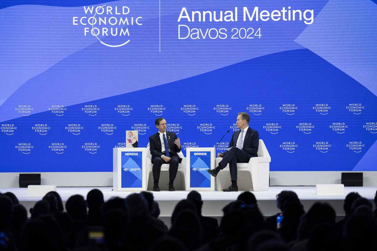 Isaac Herzog en su intervención en Davos. Foto: EFE.