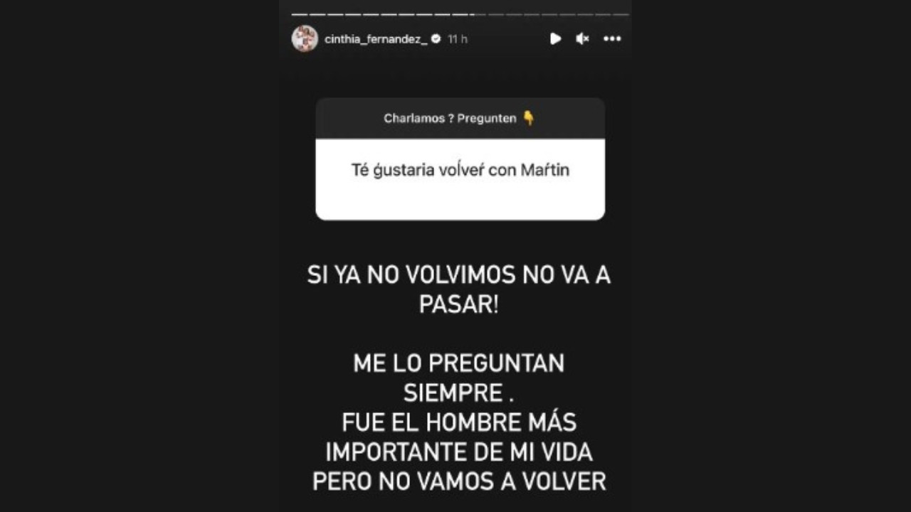 El posteo de Cinthia Fernández sobre Martín Baclini. Foto. Instagram