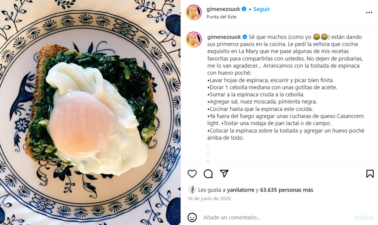 La receta favorita de Susana Giménez. Foto: Instagram.