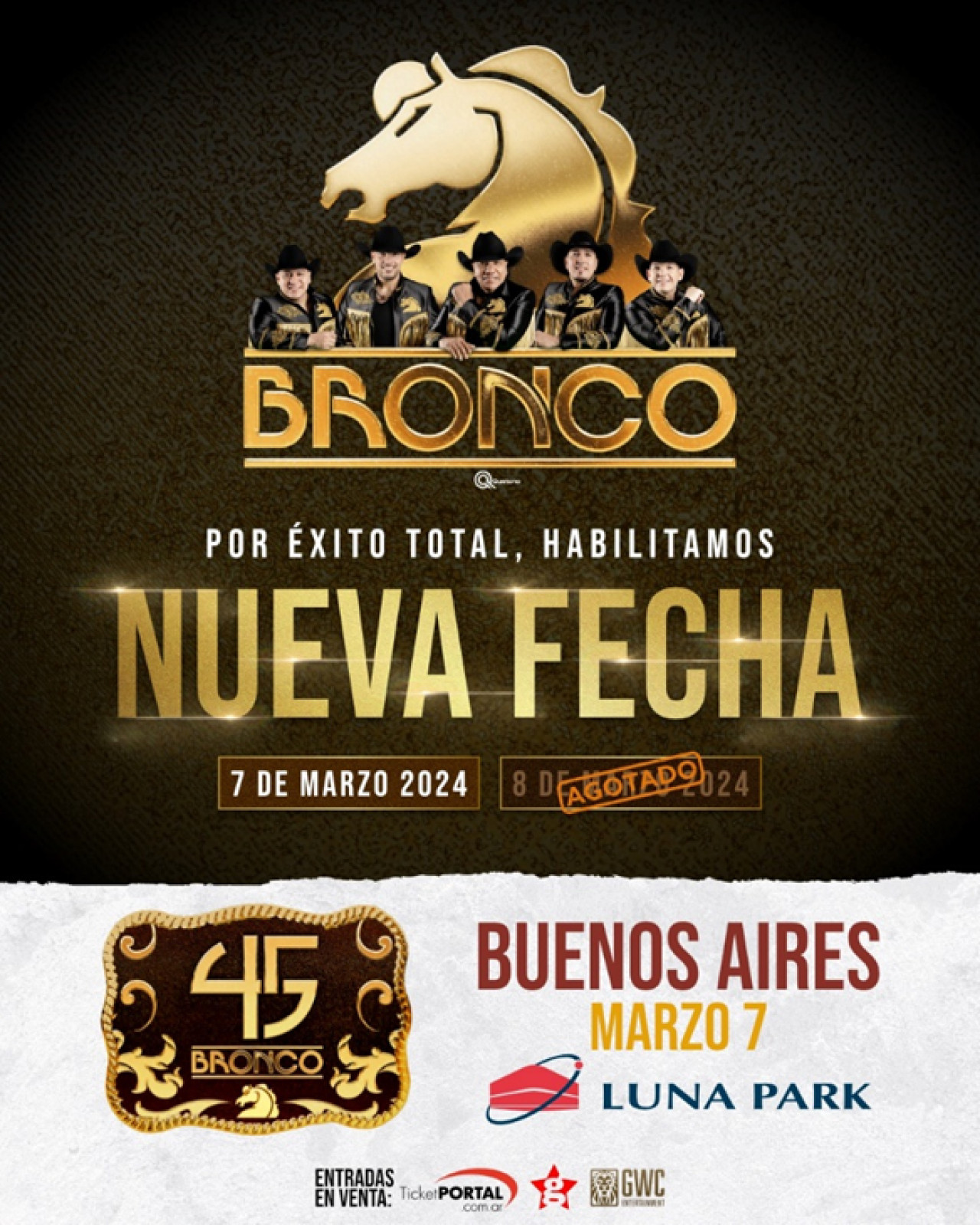Show de Grupo Bronco en el Luna Park. Foto: Prensa.