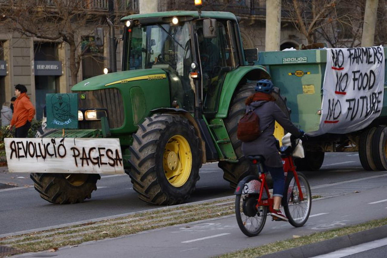 Tractores de la marcha agrícola en Barcelona