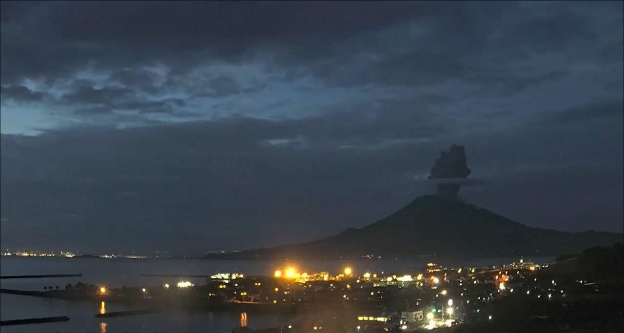 Volcán Sakurajima de Japón. Foto: captura de video