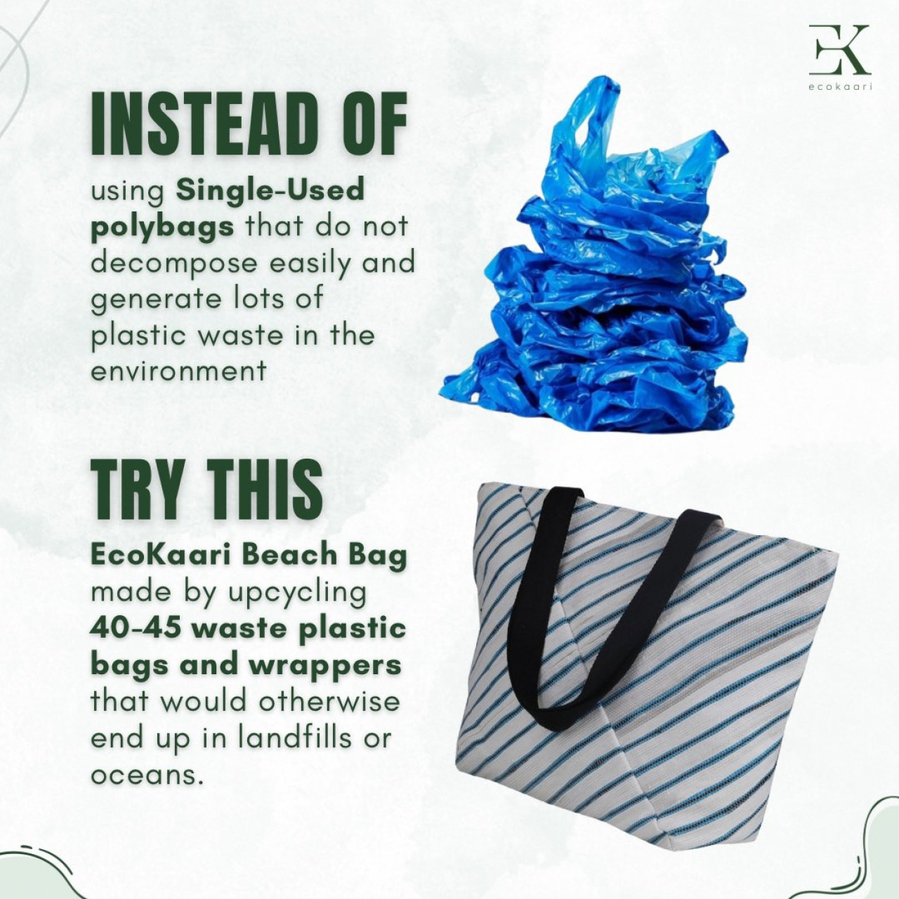 Una empresa que transforma los envoltorios de plástico en accesorios de moda. Foto: X/@EcoKaari.