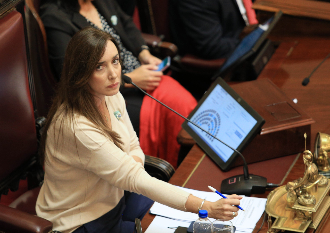 Victoria Villarruel, Senado de la Nación, debate por el DNU. Foto: NA
