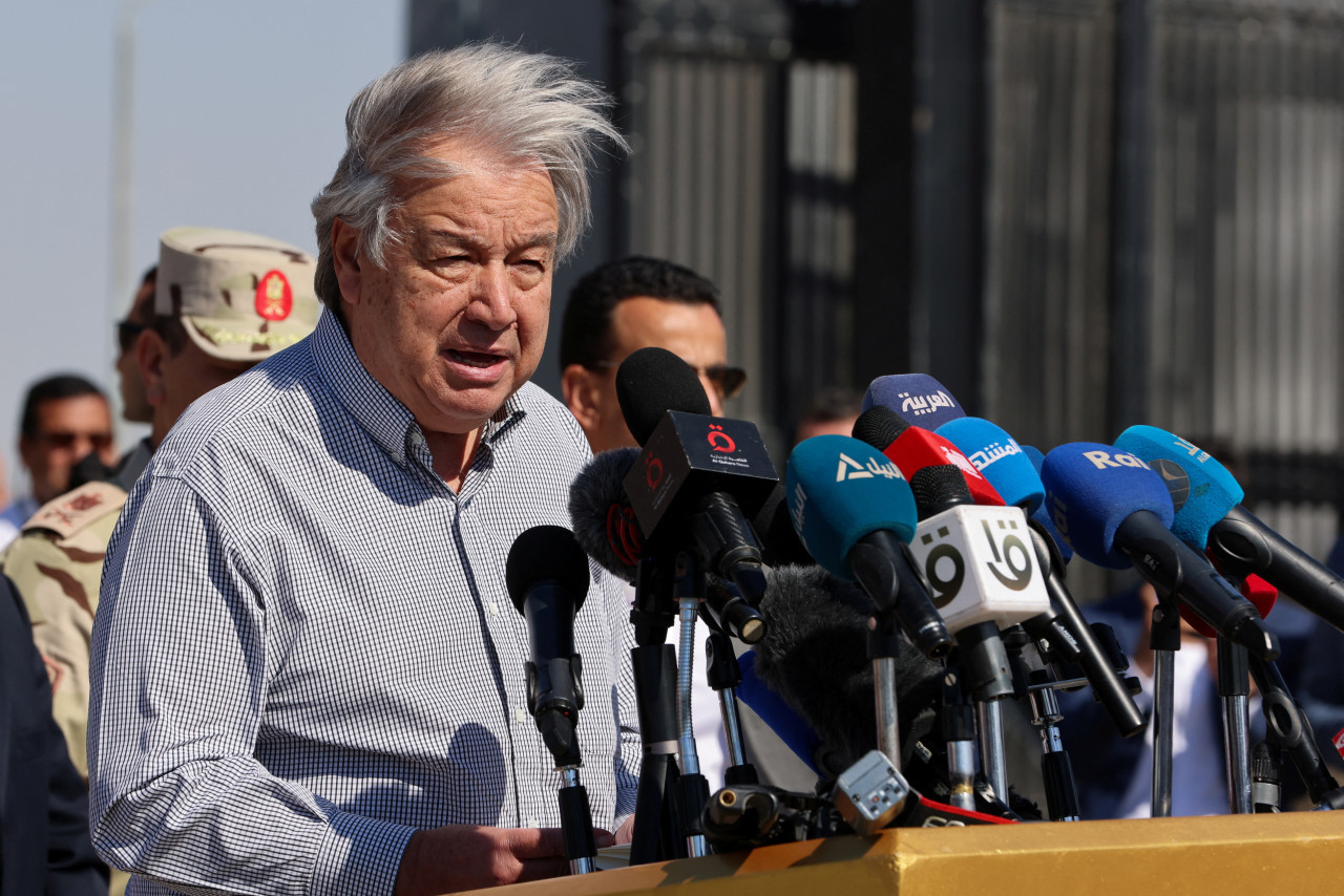 António Guterres en Rafah. Foto: REUTERS.