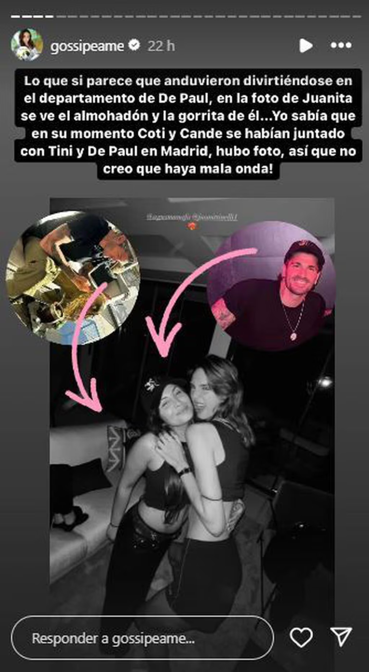 Rumores de affaire entre Rodrigo de Paul y Juanita Tinelli. Foto: Instagram/gossipeame.