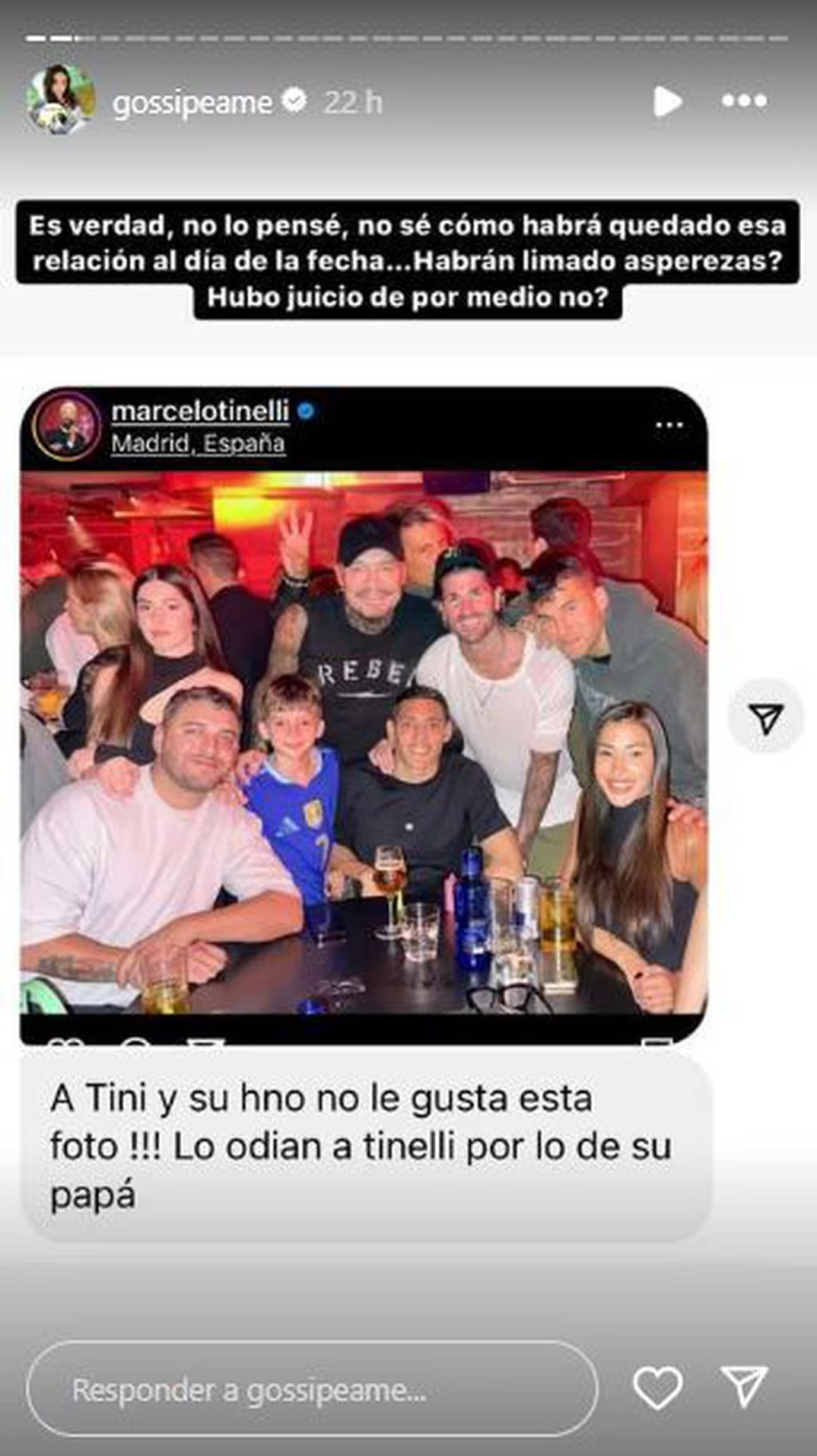 Rumores de affaire entre Rodrigo de Paul y Juanita Tinelli. Foto: Instagram/gossipeame.